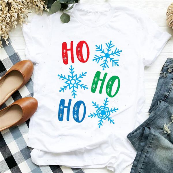 

women clothing printing snowflake 90s cute holiday merry christmas clothes ladies graphic print tee tshirt female t shirt, White