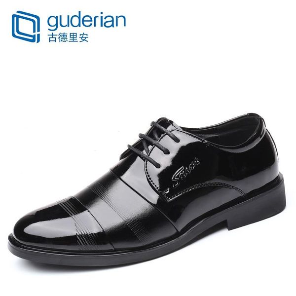 

new men's leather casual shoes spring/autumn men business shoes lace-up formal shoe man chaussures homme mariage, Black