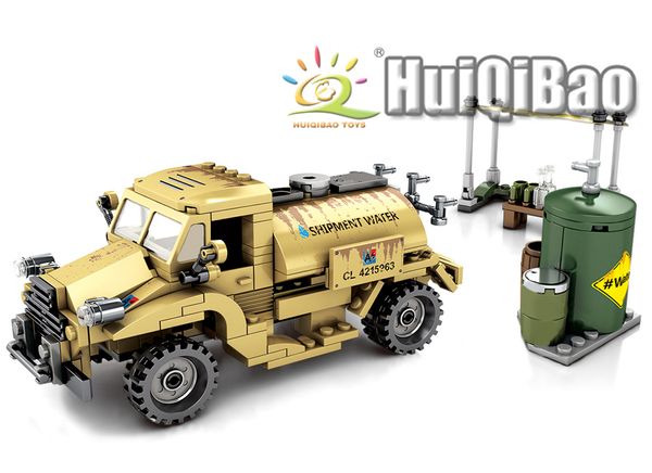 

huiqibao 284pcs military pattern truck building blocks ww2 army vehicle soldier figures bricks educational toys for children boy sqccuf