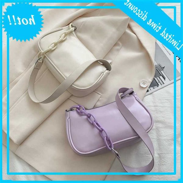 

chic fashion women chain underarm shoulder bags classic texture creative design solid casual totes small handbags
