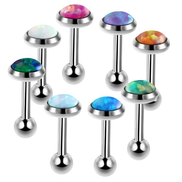 

8 шт. / лот из нержавеющей стали opal cone cone ухо trangus хрящевая спираль для пирсинга серьги урезание зубчатая шпилька пирсинг для губ к, Silver