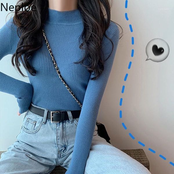 

neploe half high neck basic slim fit bottom long sleeve pull femme hiver knit muiltcolor pullover sweater jumper jersey mujer1, White;black