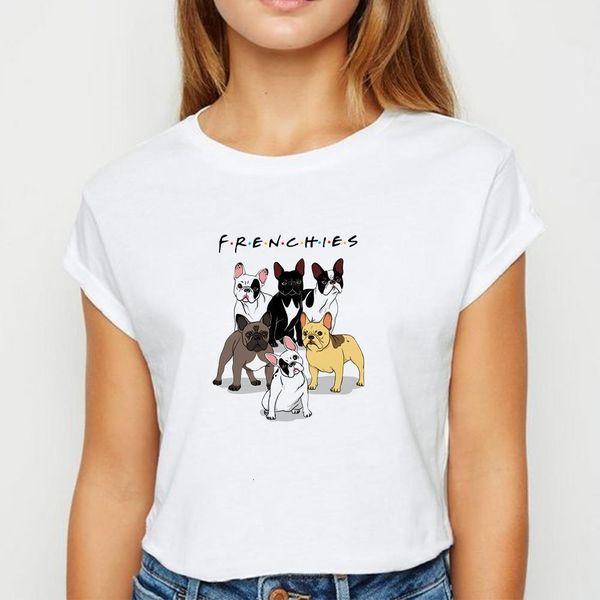 

fashion dog frenchies tshirt young ladies ulzzang spring summer t shirt harajuku funny and pretty printing round neck t-shirt, White