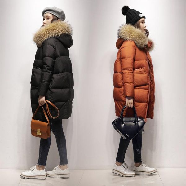 

women's down & parkas winter jacket women thicken long female coat real raccoon fur collar clothes abrigos mujer invierno 2021 wpy1842, Black