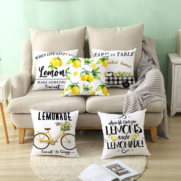 

single sided printed cushion cover 4545 yellow lemon pillowcase sofa cushions pillow cases pillow covers 0277 swy jllyeah2010