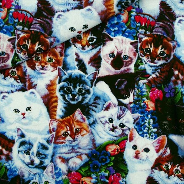 

textile cotton fabric 110cm 100cm, pathwork, cloth love cats8uy, Black;white