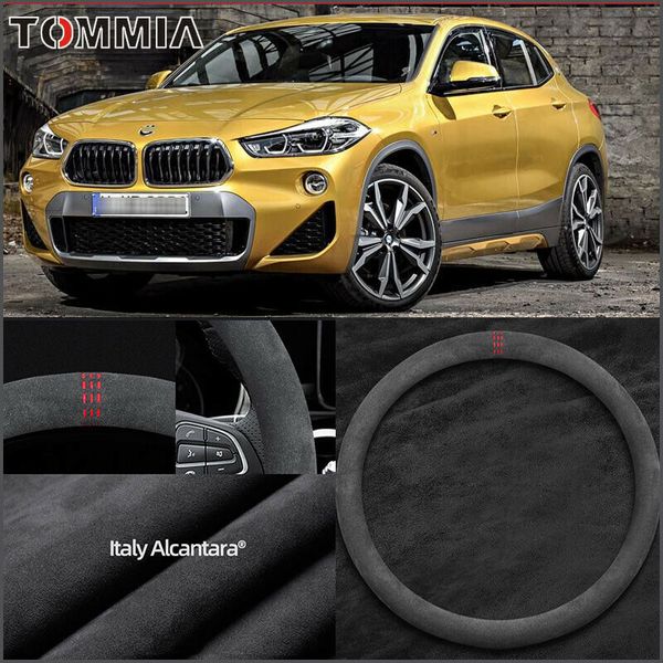 

o type 15" non-slip black alcantara suede car steering wheel cover for bmw x2