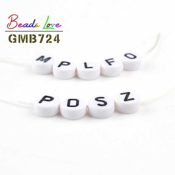 

100pcs mixed english letter acrylic beads 7*4mm round flat alphabet loose spacer beads diy bracelet necklace for jewelry making bbybeh