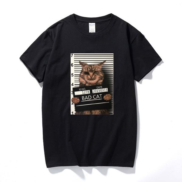 

bad cat funny cartoon printing tshirt summer fashion short sleeve camisetas hombre hooded sweatshirt hoodie men t shirt