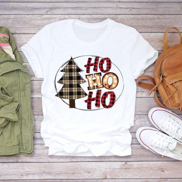 

women t-shirts plaid tree 90s trend printing holiday merry christmas print lady womens graphic t shirt female tee t-shirt, White