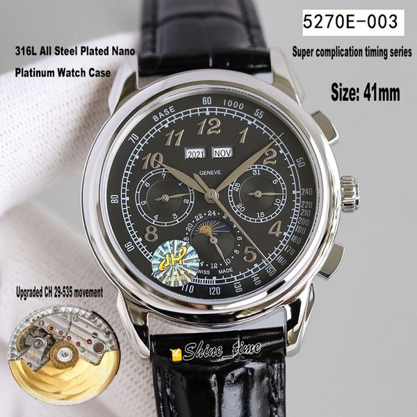 

2021 new jh upgraded-version 41mm ch 29-535 automatic black dial 316l all steel plated with nano platinum case 5270e mens watch, Slivery;brown