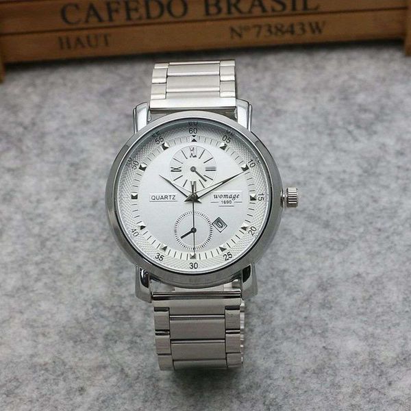 

dial men's steel band watch big men's net red steel watch fashion trend men's two eye watch 1690, Slivery;brown