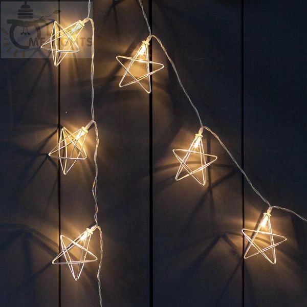 

новый led сказочные огни 20 metal star свет шнура батарейках рождественский праздник garland light для партии украшения венчания кпт sqcxrj