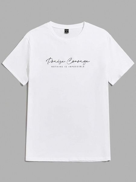 

men slogan graphic tee 65ny#, White;black