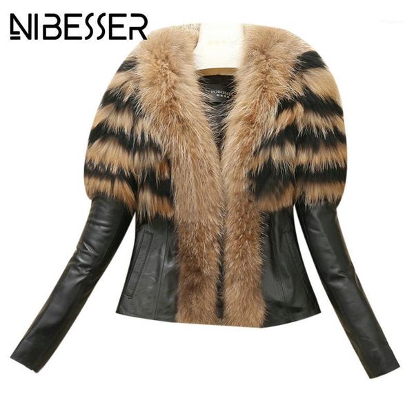 

nibesser new women coats 2017 autumn winter high street faux fur collar coats faux leather warm jacket overcoats outwears1, Black;brown