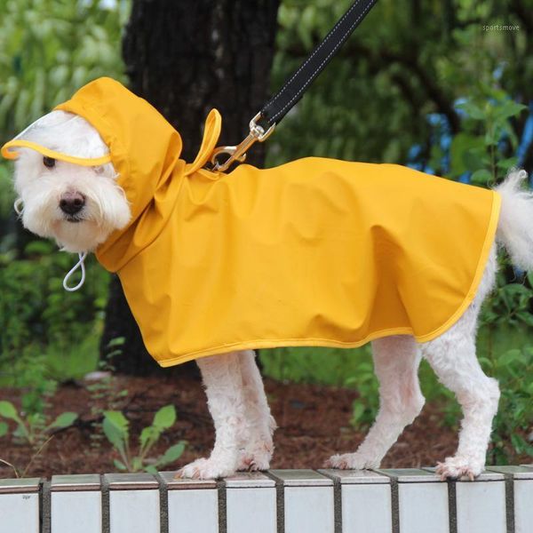 

dog apparel pet raincoat light yellow cape anti-dirty waterproof bellyband large clothes1