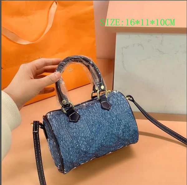 

denim jeans designe shoulder bag women handbag purse lady tote classic letter print luxury crossbody bags leather canvas patchwork color45r
