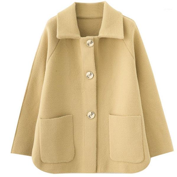 

2020 new female spring and autumn short double-sided coat straight casual fashion temperament loose lapel coat1, Black