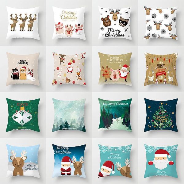 

christmas decorations 1pcs 45*45 cm happy year for home cartoon santa claus xmas decorative pillows cover adornos navidad1