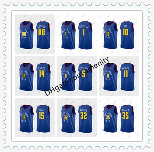 

men nuggets denver jokic 27 murray 11 morris 1 porter jr blue basketball jerseys nikola jamal michael monte statement jersey, Black