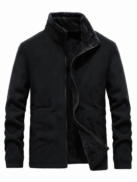 

men zip up funnel neck teddy jacket a2j0#, Black;brown