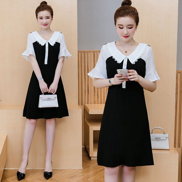 

women ladies will see black white patchwork big plus size l thin ocasional blouse party dress c7zn, Black;gray