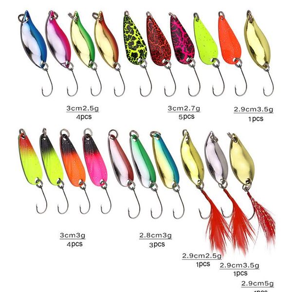 

gobygo 20pcs/set sequin fishing lure artificial bait set fishing tackle bag hard bait treble hooks metal spinner cr jllnhl