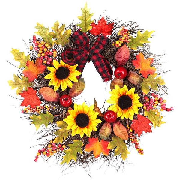 

sunflower bowknot christmas garland wreath home window mall l decoration pendant xmas wreath hanging ornaments