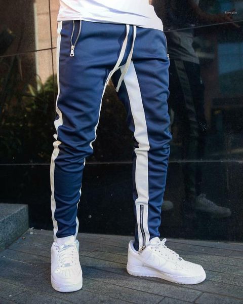 

men joggers casual skinny pants fitness men sportswear tracksuit pencil pants fashionable street blue jogging trousers 2020 new1, Black