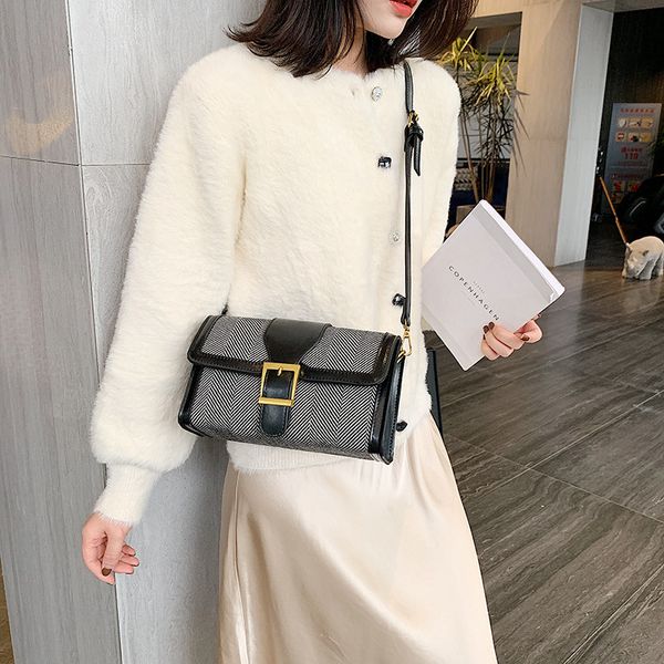 

small bag women's new ins fashion stripe small square bag for autumn / winter 2020 c1114