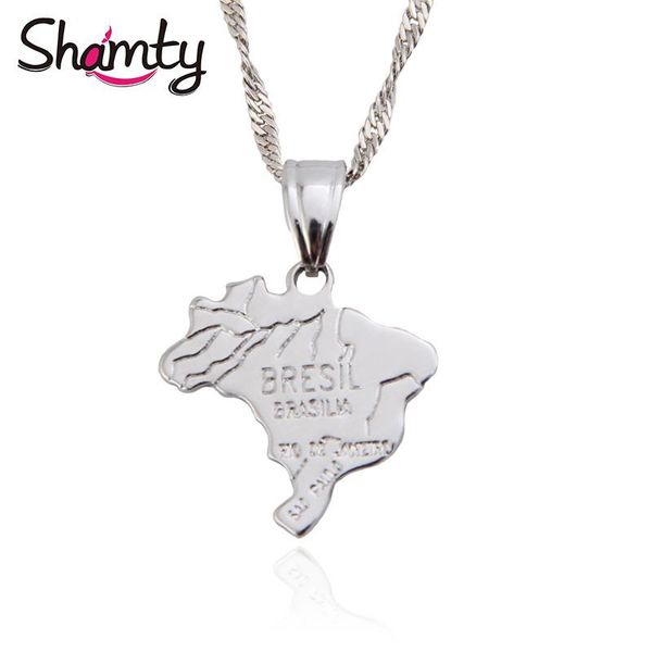 

pendant necklaces shamty silver color brazil map national symbol patriotic jewelry brazilians necklace gift m30001