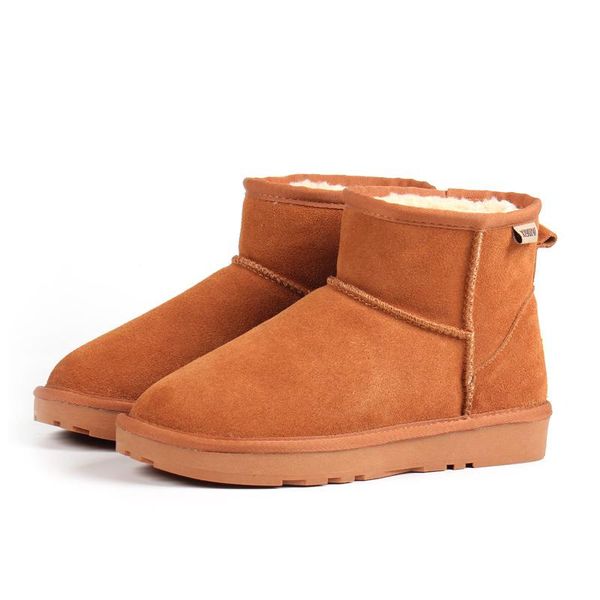 

women's australia classic style snow boots winter warm leather flats warterproof high-quality ankle women boots shoes large size, Black