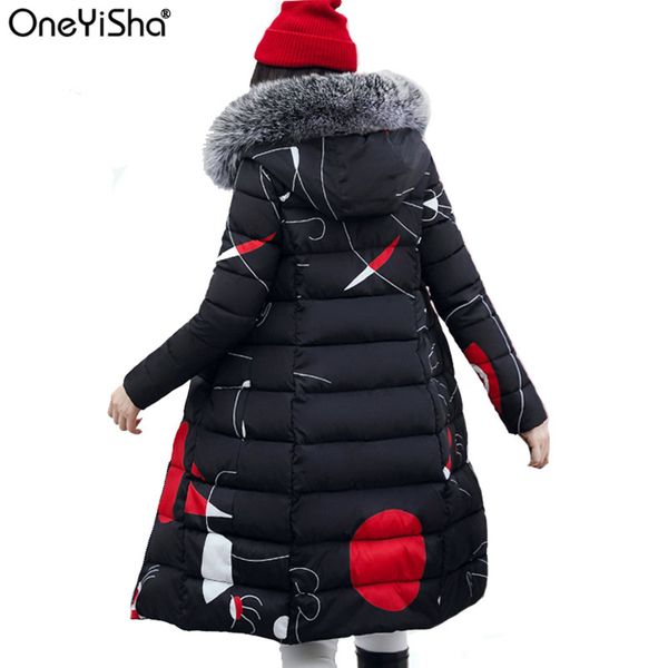 

women long with fur coat 2020 hooded down jacket double sided white duck winter cotton padded warm parkas snow outwear, Black