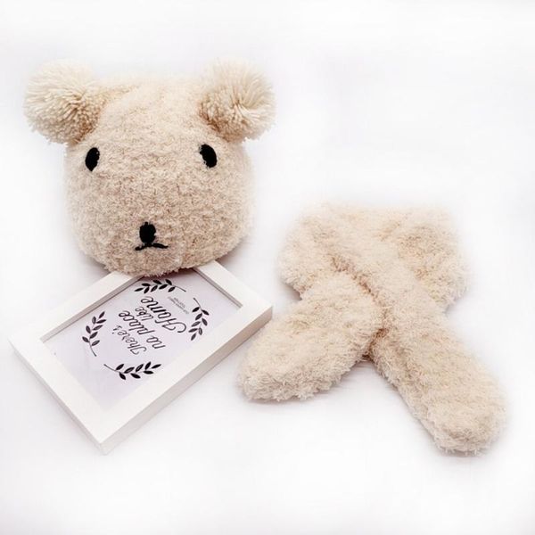 

2pcs hat +scarf set baby knitting wool hemming keep warm new born baby hat cap winter hiarball cap +scarf set accessories, Yellow