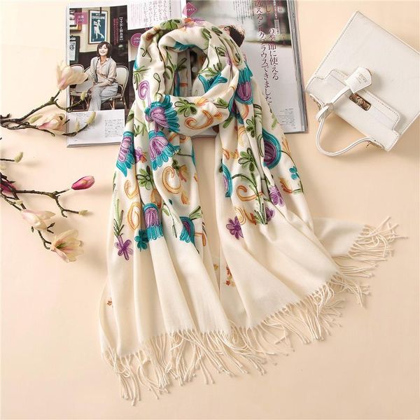 

2020 women scarf embroidery thick warm winter scarves lady big size pashmina cashmere scarf shawl and wraps wmtfbn bdegarden, Blue;gray
