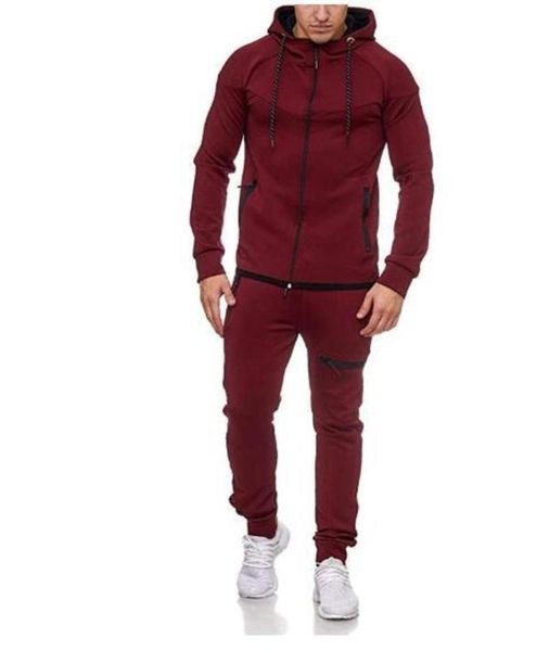 

suit sports 2019 solid color men's zipper decoration fitness casual wear k116, Gray