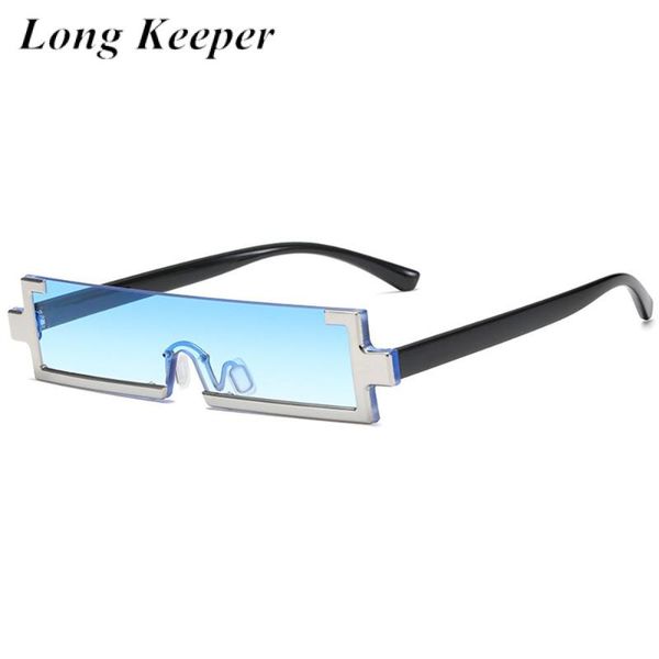 

longkeeper fashion rectangle sunglasses women 2021 vintage one piece rimless eyewear men trendy small square sun glasses shades, White;black