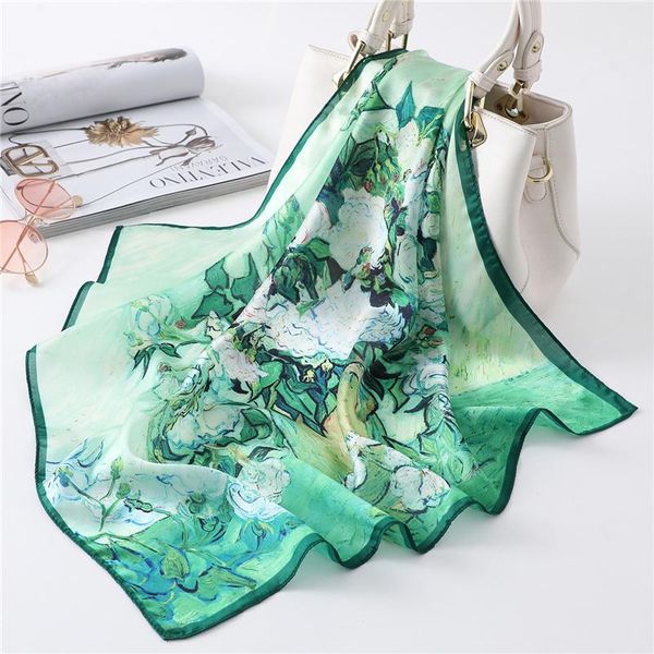 

53см квадратных шелковых шарфов для женщин шеи шейные волосы обертываются цветочные печать follard lady маленькая голова шарф керчий мешок т, Blue;gray