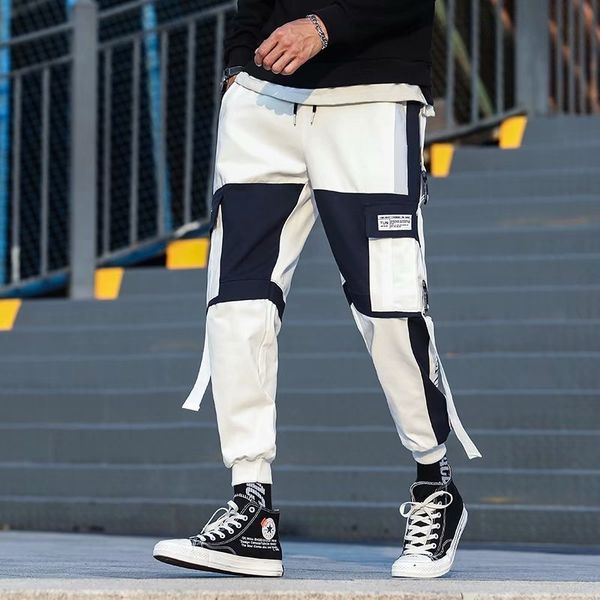 

i6bjy and spring autumn men's overalls corset casual brand loose overalls pants casual pantskorean fashion men's color matching fa, Blue