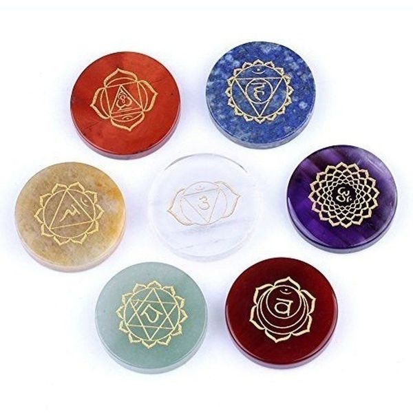 

7pcs natural crystal healing stone decompression seven chakra energy colorful agate aura diviner ornaments, Black