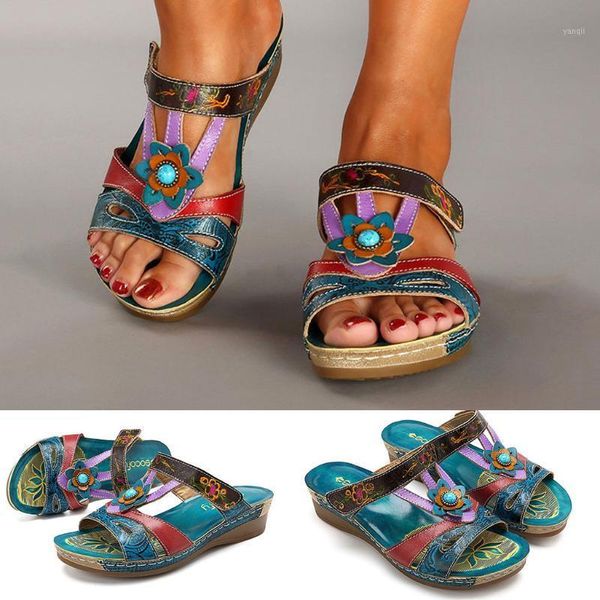 

slippers womens open toe bosnian ethnic style women's flat 2021 summer women lady retro casual beach shoes wedges #261, Black