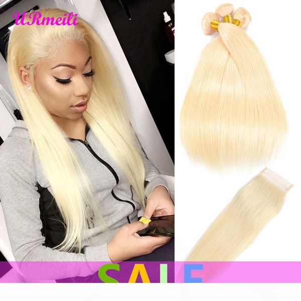 

straight virgin hair 613 blonde bundles with closure brazilian hair weave bundles with closure straight human hair bundles with closure remy, Black;brown