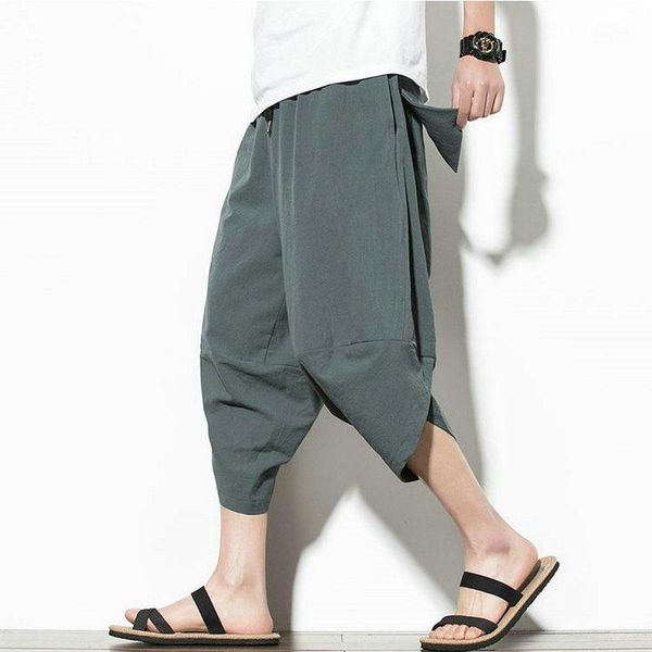 

men's wide crotch harem pants men pants loose large cropped trousers wide-legged bloomers chinese style dropshipping1, Black