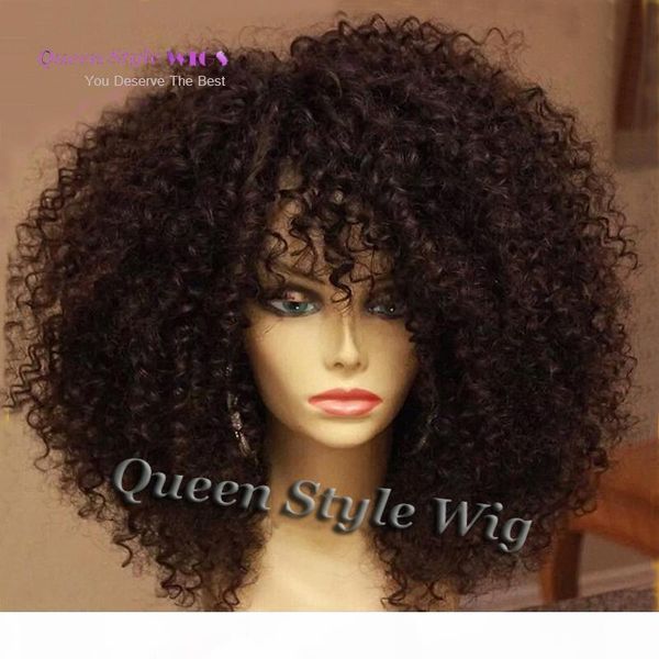 

mongolian afro kinky curly full front lace wig synthetic black 1b color kinky curly hair lace front wigs for black woman