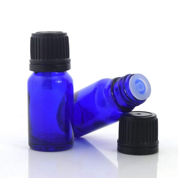 5ml garrafa de vidro azul cobalto para óleo essencial frascos recarregáveis ​​vazios com orifício do conta-gotas redutor líquido laboratório de laboratório