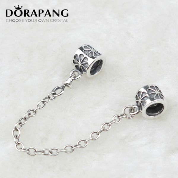 

2021 new 925 sterling silver charm flower safety chain european floating charms silver beads fit snake chain bracelet diy jewelry 5011, Black