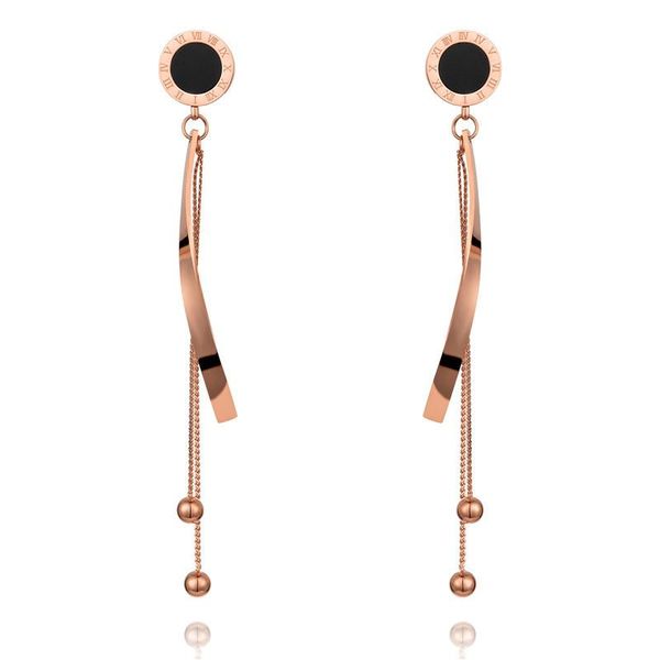 

stud 2021 trend female roman numerals fashion titanium steel long earrings for women rose gold european and american sty jewelry e140, Golden;silver