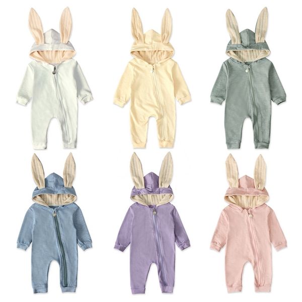 2019 весна осень новорожденных младенческих мальчиков девочек ползунок костюм дети дети кролика луча солидный целый kabysuit 6 цветов lj201023