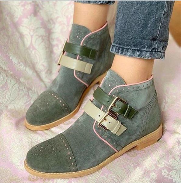 

women ankle boots gladiator chaussure booties low heels pumps plus size matte pu leather shoes woman zapatos mujer sapato d1533, Black