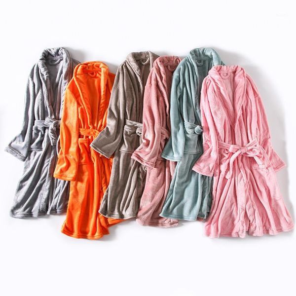 

winter robe flannel sleepwear bathrobe women kimono gown loose flannel robes nightwear apply to 60kg-90kg crowd1, Black;brown